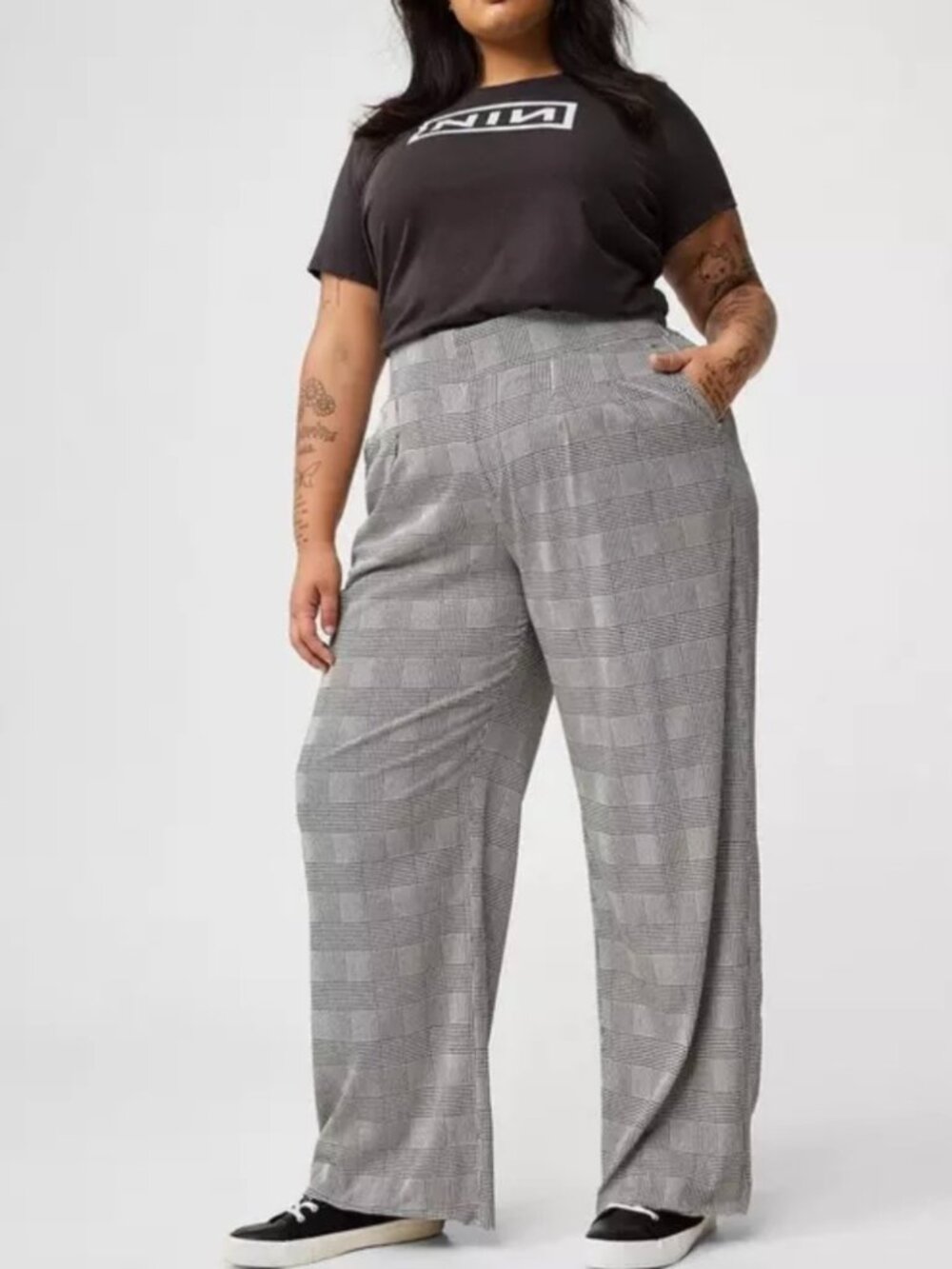 Torrid Wide Leg Stretch Challis High Rise Pant Glen Plaid 22R